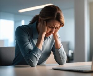 Γυναίκα με άγχος στην εργασία της